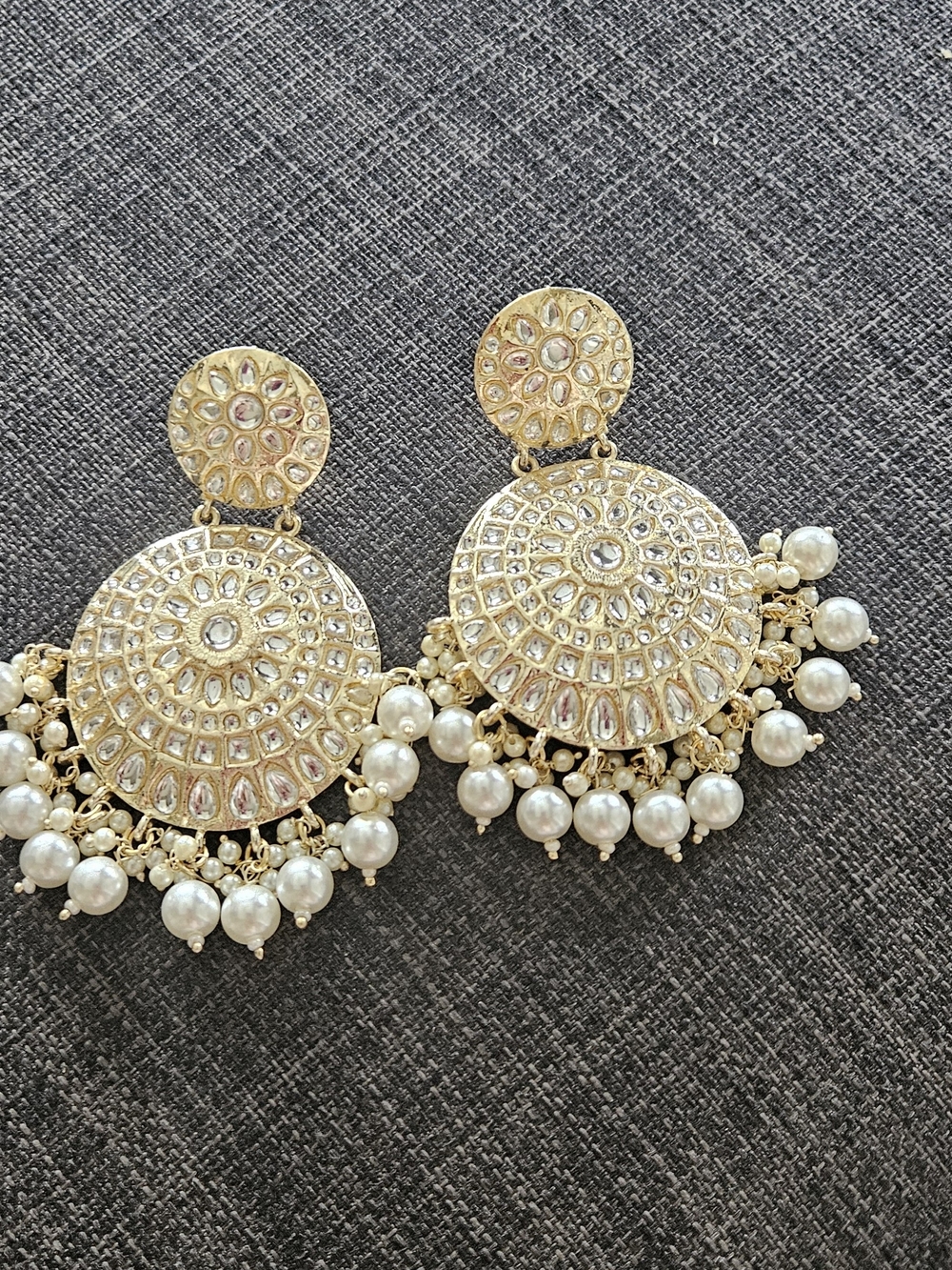 Gold and Pearl Statement Chandbali Earrings